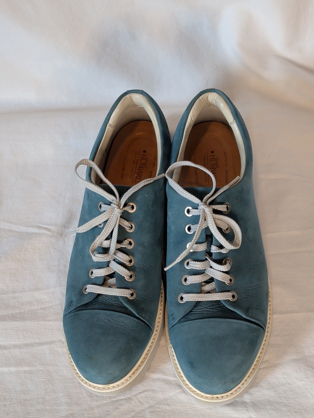 Samuel Hubbard Women’s Teal Blue Leather Lace-Up Sneakers